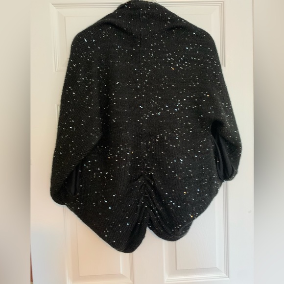 NWOT GORG Calvin Klein Knit Shrug/Black Knit Sequins Front/Back, Ruched, L - Picture 2 of 7
